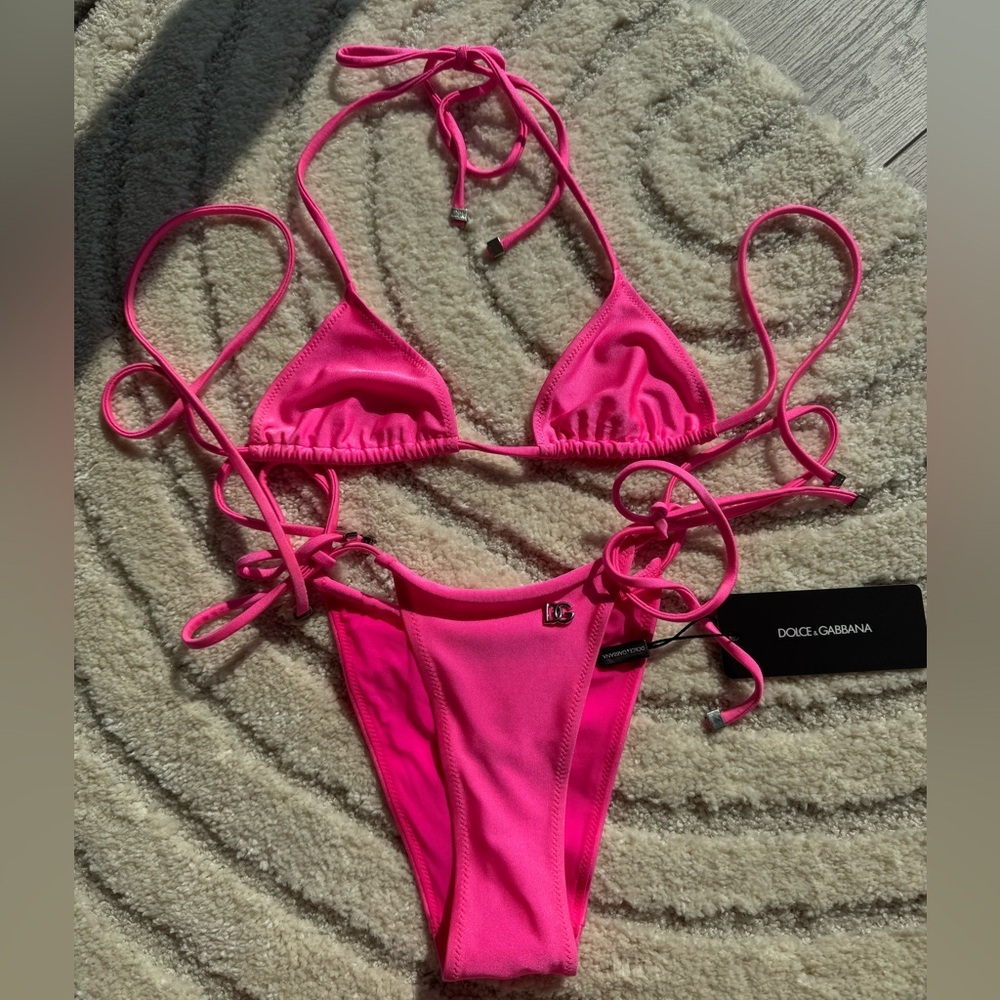 D&G Hot Pink Triangle Bikini - Picture 3 of 11
